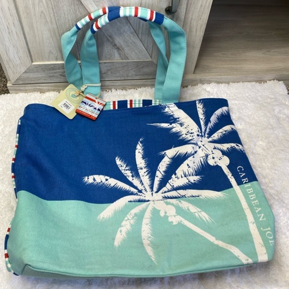 NWT Caribbean Joe Large Tropical Beach bag Tote Shopper Shoulder Bag - Picture 7 of 12